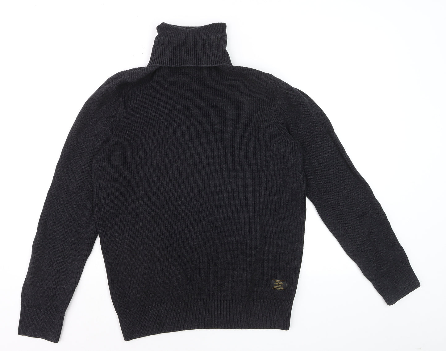 H&M Men’s Black Roll Neck Cotton Jumper Size M