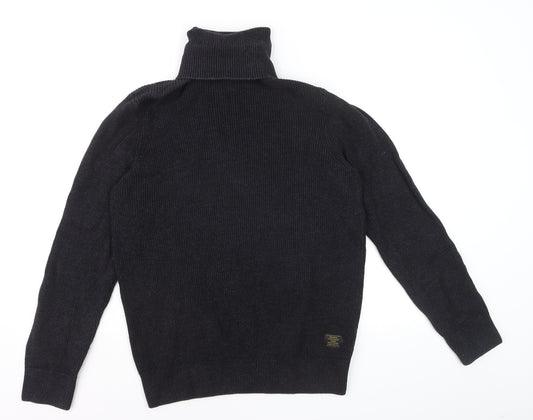 H&M Men’s Black Roll Neck Cotton Jumper Size M