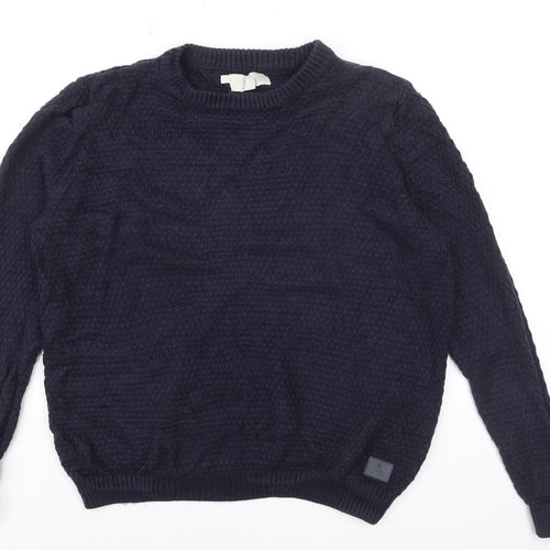 2nd Chapter Men's Blue Acrylic Crew Neck Cable Knit Jumper Size L