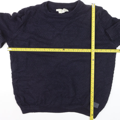 2nd Chapter Men's Blue Acrylic Crew Neck Cable Knit Jumper Size L