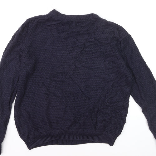 2nd Chapter Men's Blue Acrylic Crew Neck Cable Knit Jumper Size L