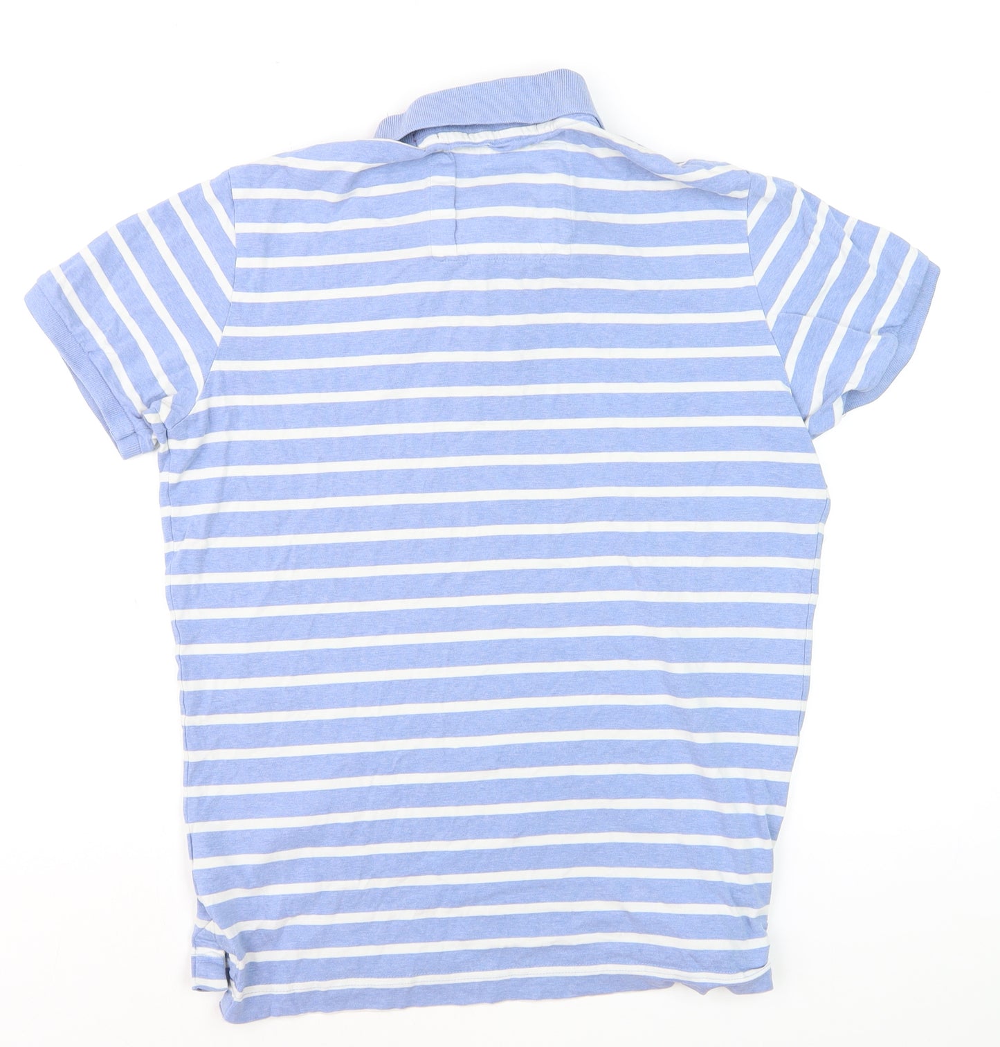 Superdry Men's Blue White Striped Polo Shirt XL Cotton Casual
