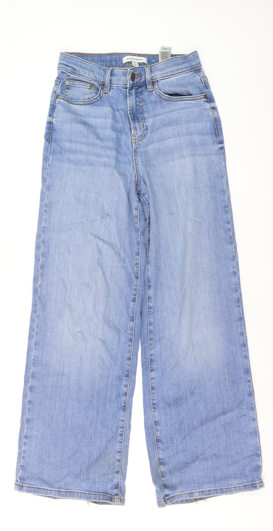 Marks and Spencer Women's Blue Wide-Leg Jeans Size 8 Short