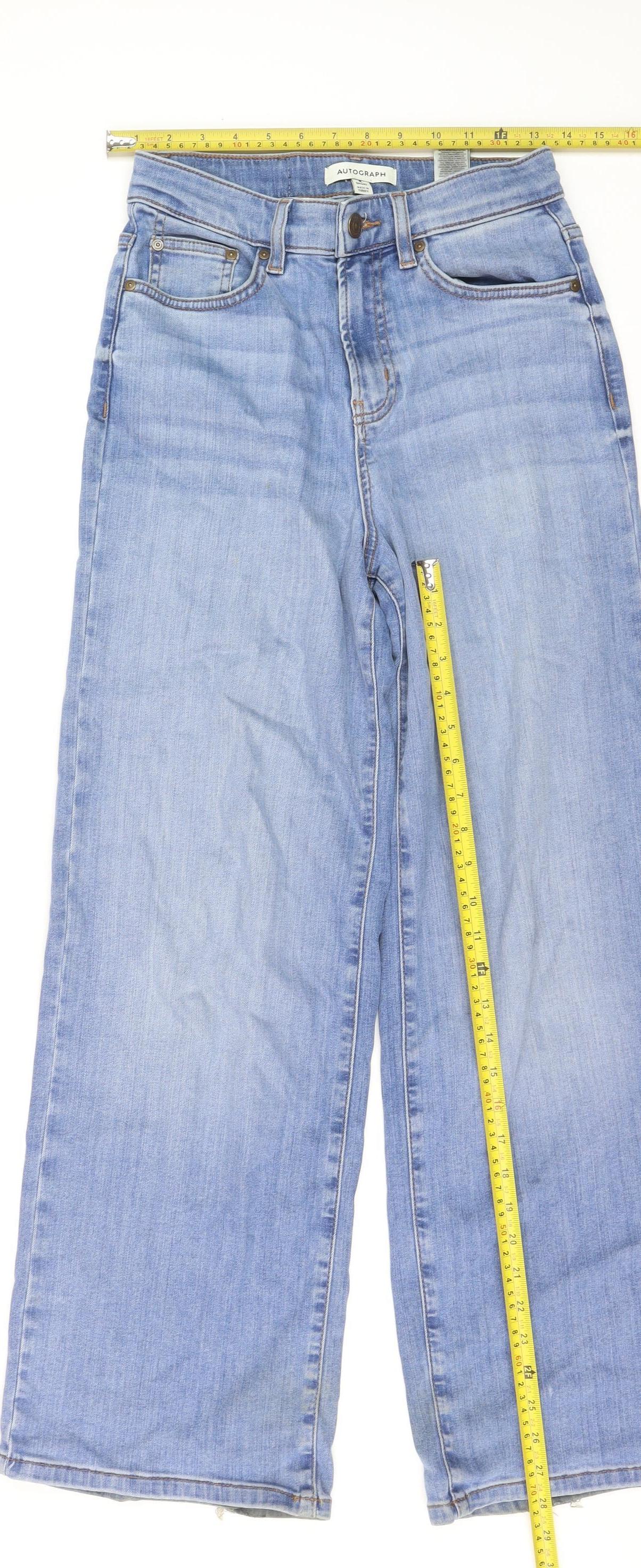 Marks and Spencer Women's Blue Wide-Leg Jeans Size 8 Short