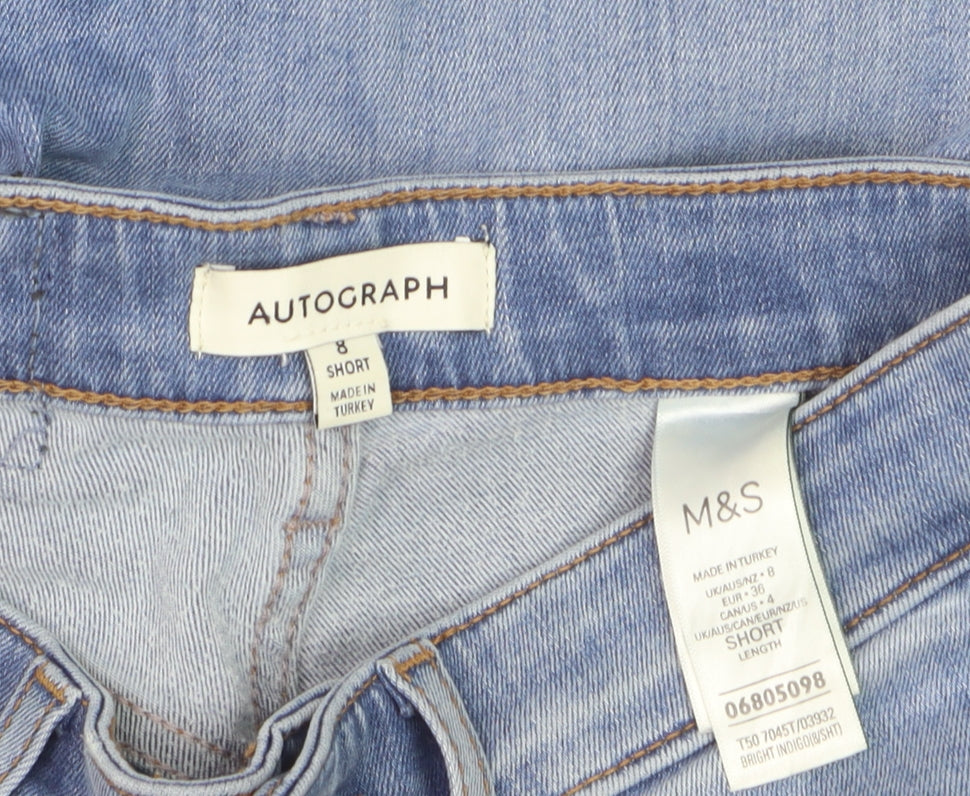 Marks and Spencer Women's Blue Wide-Leg Jeans Size 8 Short