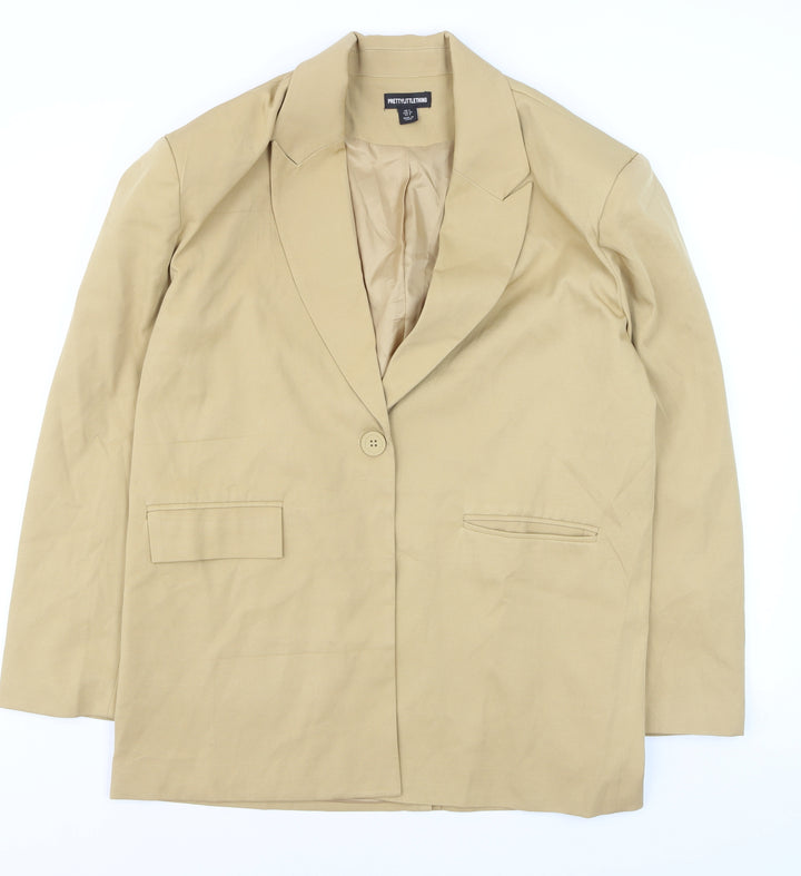 PrettyLittleThing Women’s Beige Regular Fit Single-Breasted Blazer UK 6