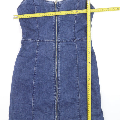 Denim Co Women Blue Size 8 Bodycon Denim Zip Front Dress