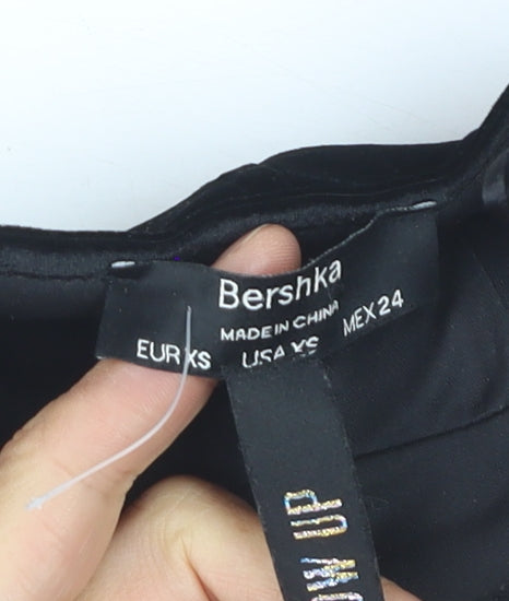 Bershka Women’s Black Sequin Strapless Velvet Camisole Top XS
