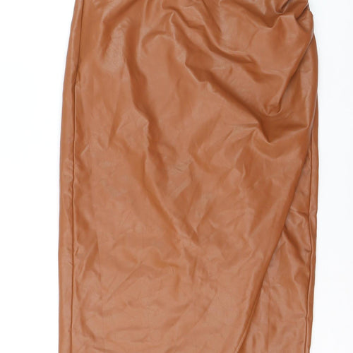 FW Bridge Women’s Brown Faux Leather Midi Pencil Skirt Size 12