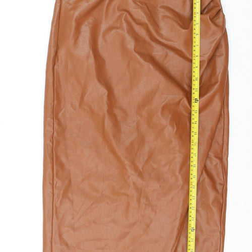 FW Bridge Women’s Brown Faux Leather Midi Pencil Skirt Size 12