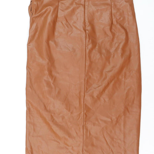 FW Bridge Women’s Brown Faux Leather Midi Pencil Skirt Size 12