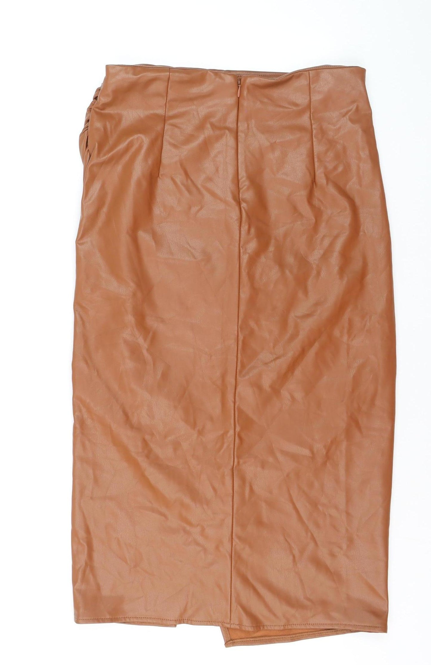 FW Bridge Women’s Brown Faux Leather Midi Pencil Skirt Size 12