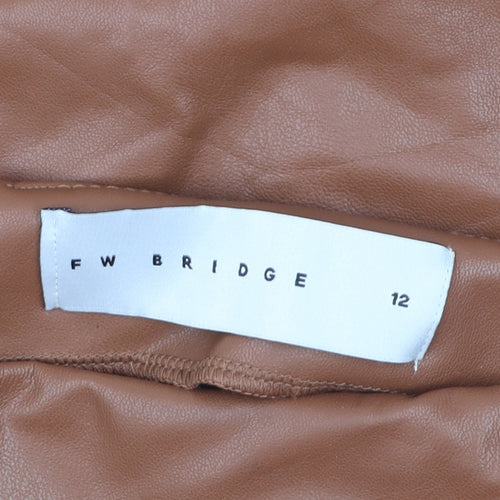 FW Bridge Women’s Brown Faux Leather Midi Pencil Skirt Size 12