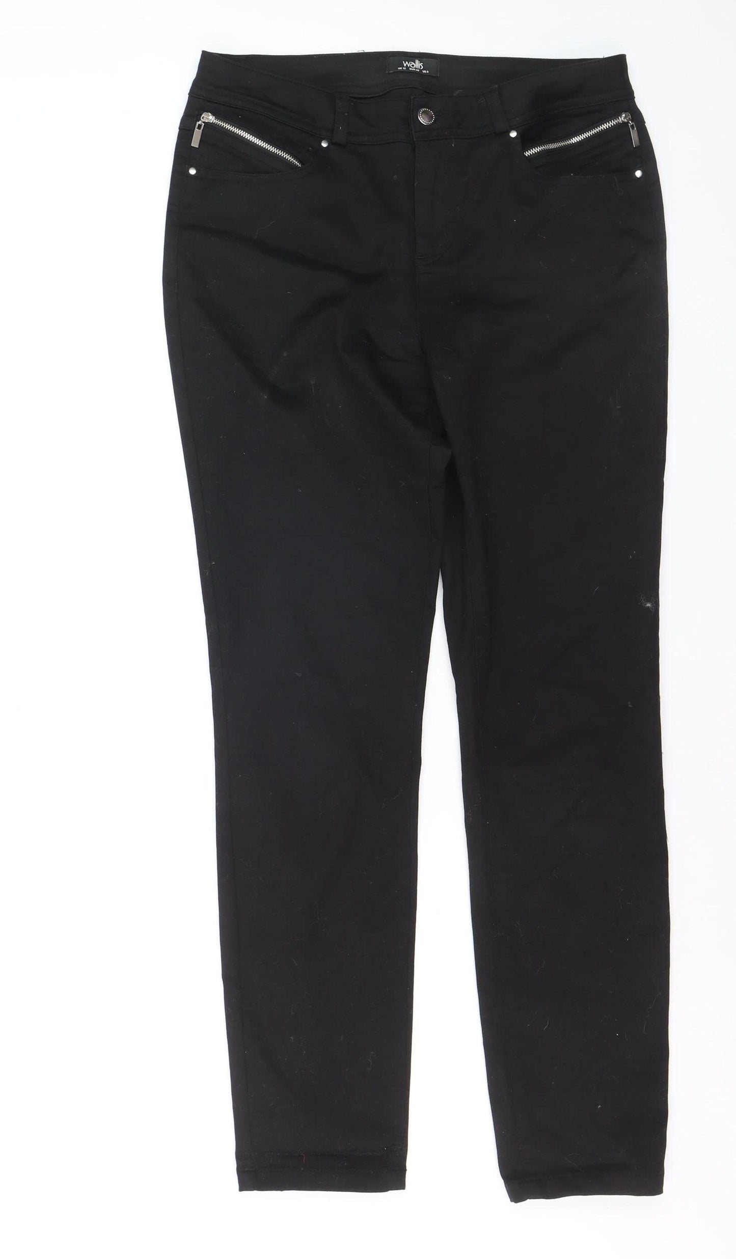 Wallis Women Black Size 12 Skinny Stretch Zip Jeans