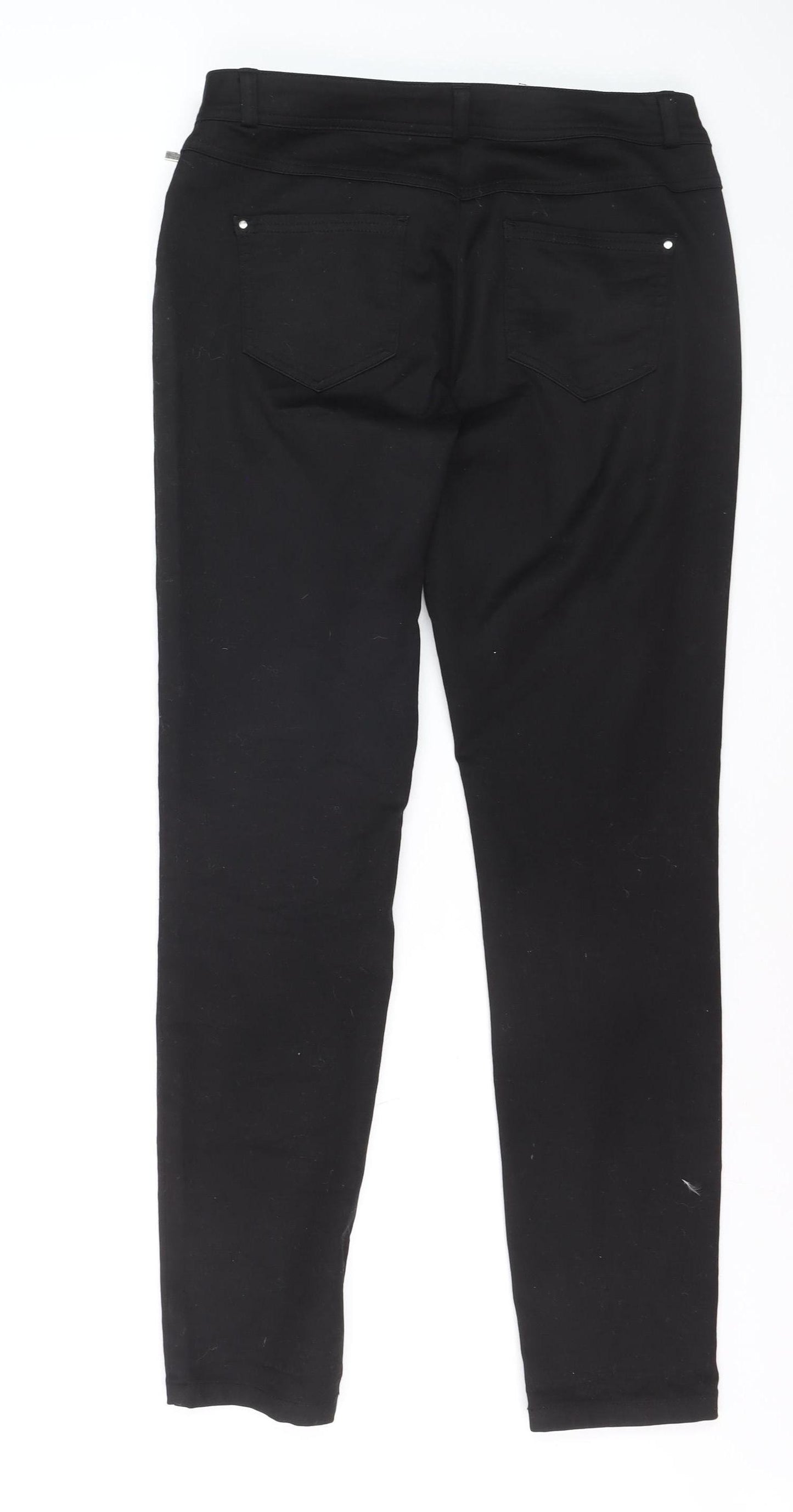 Wallis Women Black Size 12 Skinny Stretch Zip Jeans
