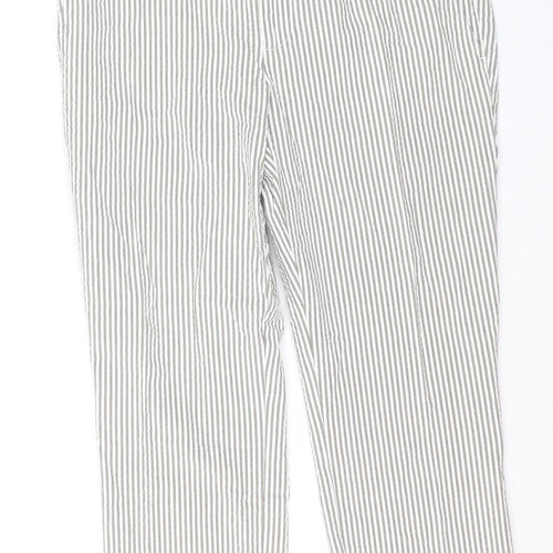 Lauren Ralph Lauren Women's Grey Striped Cotton Stretch Chino Trousers Size 10