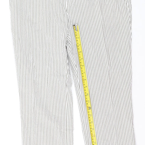Lauren Ralph Lauren Women's Grey Striped Cotton Stretch Chino Trousers Size 10