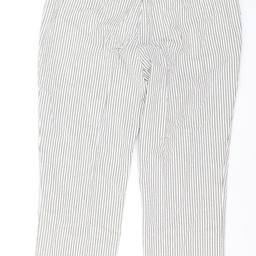 Lauren Ralph Lauren Women's Grey Striped Cotton Stretch Chino Trousers Size 10