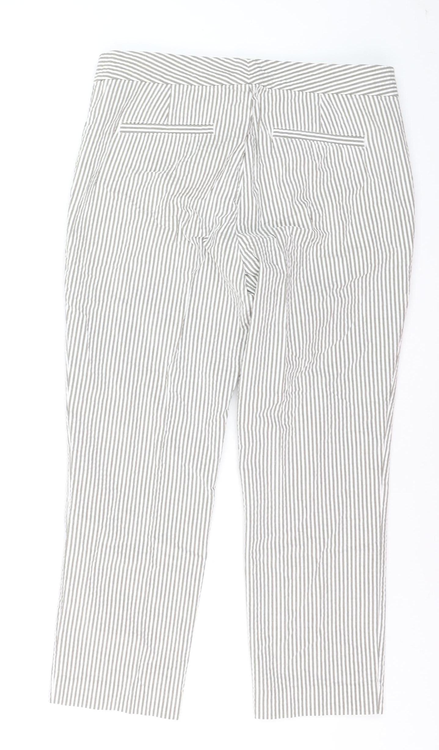 Lauren Ralph Lauren Women's Grey Striped Cotton Stretch Chino Trousers Size 10