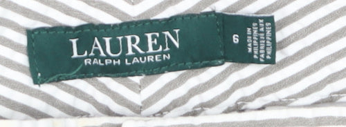 Lauren Ralph Lauren Women's Grey Striped Cotton Stretch Chino Trousers Size 10