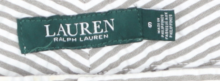 Lauren Ralph Lauren Women's Grey Striped Cotton Stretch Chino Trousers Size 10