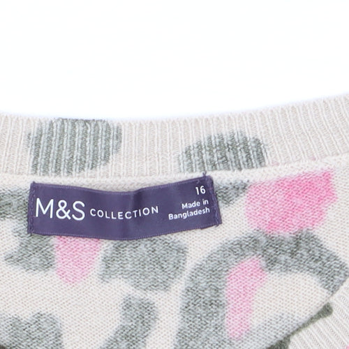 Marks and Spencer Women Multicoloured Animal Print Jumper Size 16
