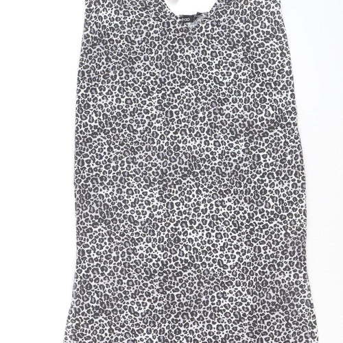 Boohoo Women Black Leopard Print Slip Dress Size 12