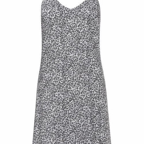Boohoo Women Black Leopard Print Slip Dress Size 12