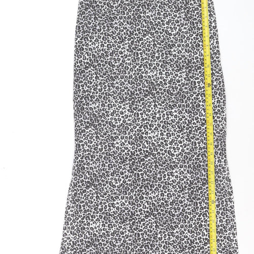 Boohoo Women Black Leopard Print Slip Dress Size 12