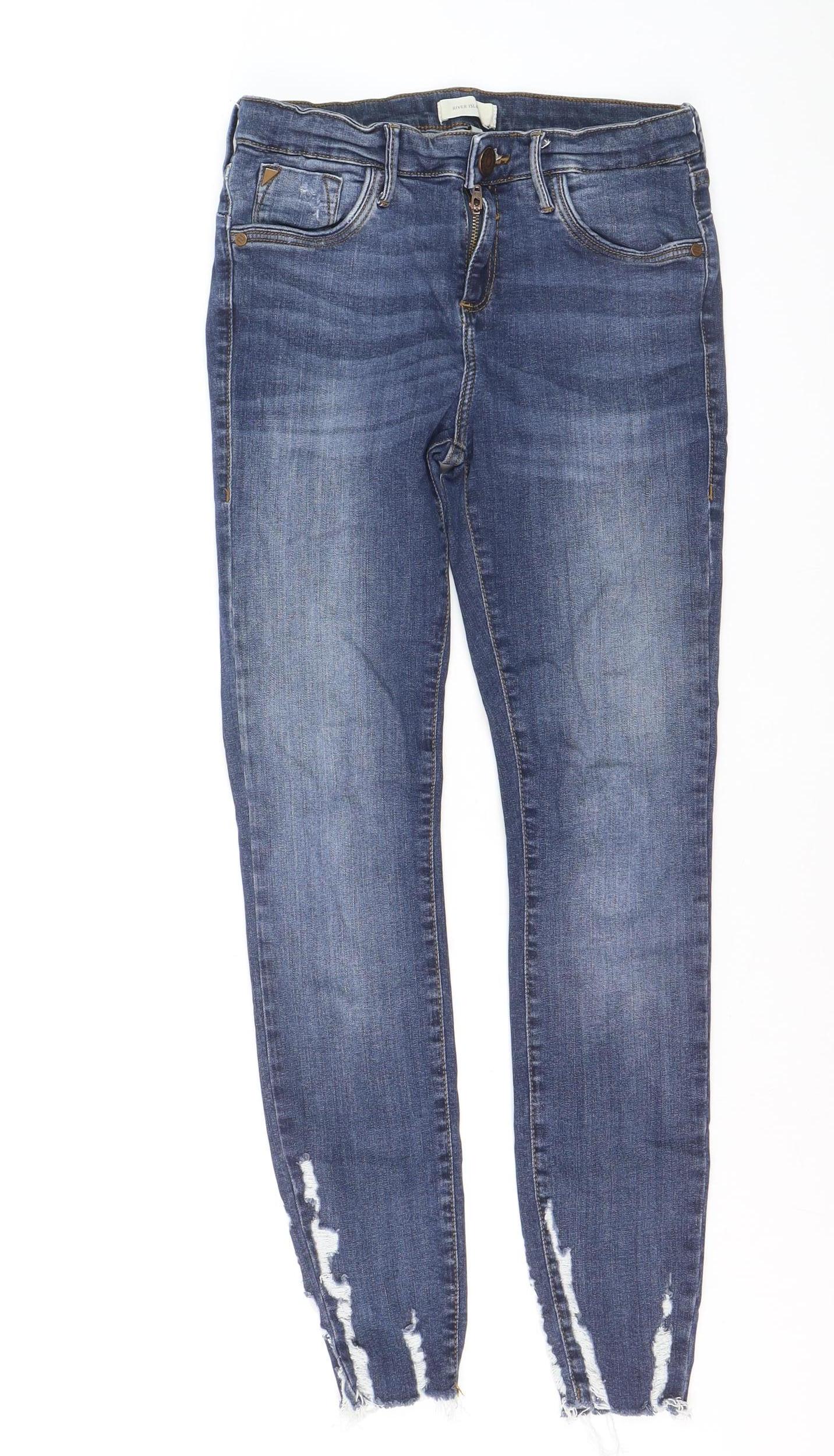 River Island Womens Blue Size 10 Skinny Distressed Stretch Jeans
