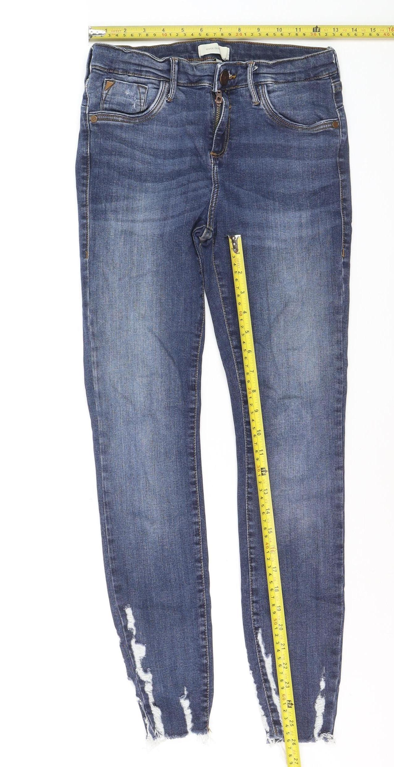 River Island Womens Blue Size 10 Skinny Distressed Stretch Jeans