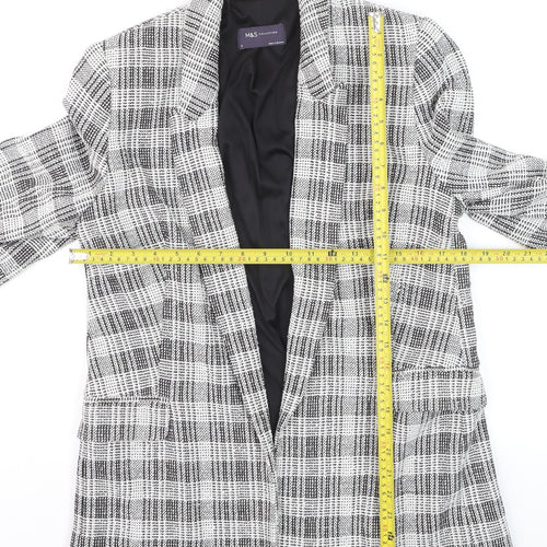 Marks and Spencer Women’s Grey Check Blazer Size 12 Lined Tweed Jacket