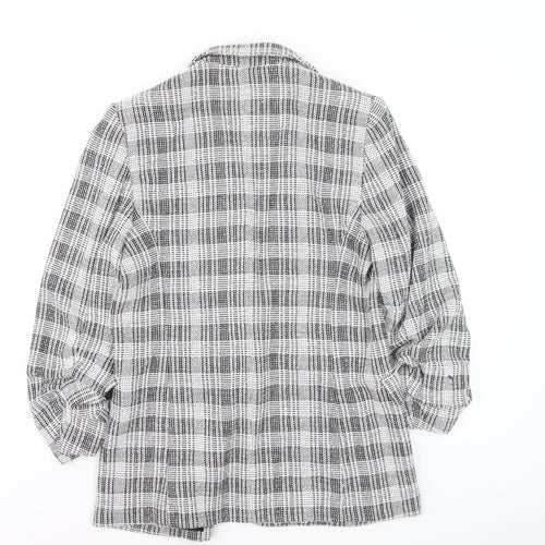 Marks and Spencer Women’s Grey Check Blazer Size 12 Lined Tweed Jacket