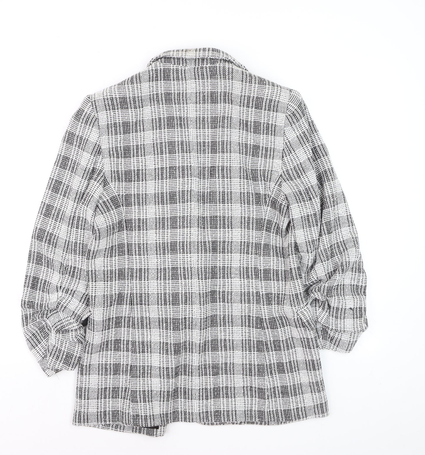 Marks and Spencer Women’s Grey Check Blazer Size 12 Lined Tweed Jacket