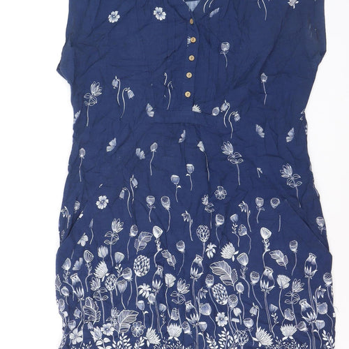Mandaray Women Blue Floral Viscose Shift Dress Size 14