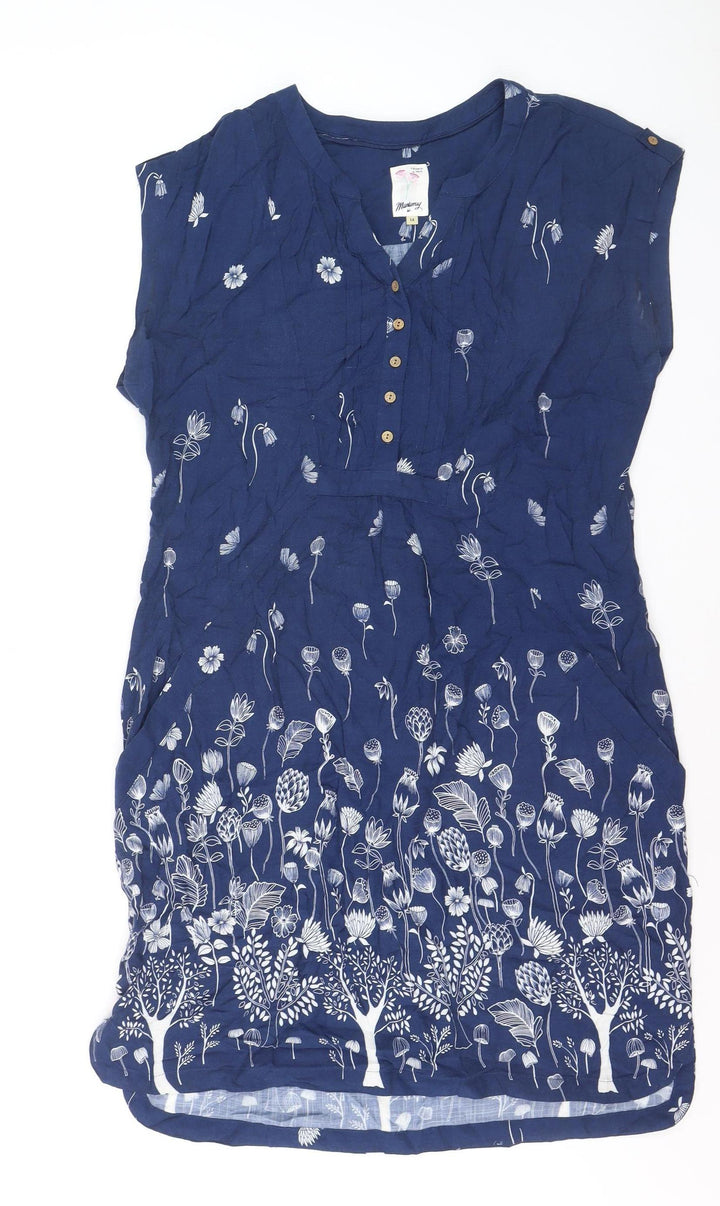 Mandaray Women Blue Floral Viscose Shift Dress Size 14
