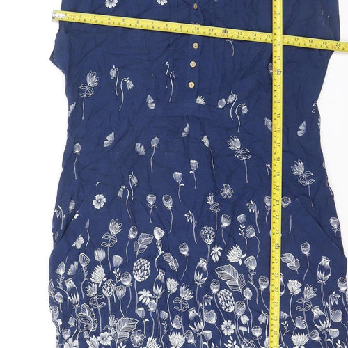 Mandaray Women Blue Floral Viscose Shift Dress Size 14