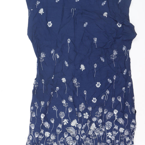 Mandaray Women Blue Floral Viscose Shift Dress Size 14