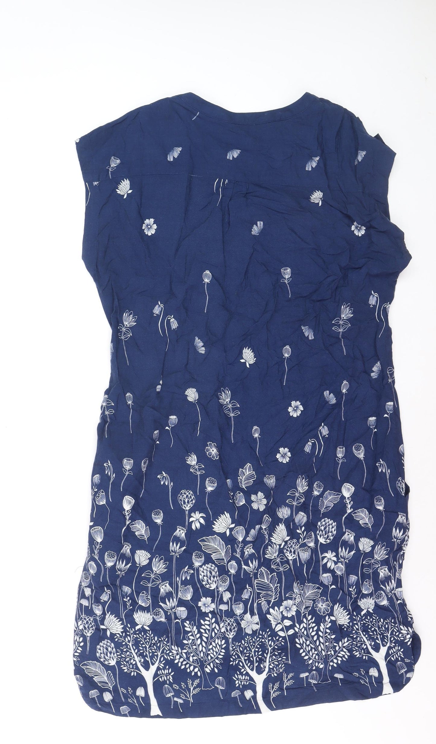 Mandaray Women Blue Floral Viscose Shift Dress Size 14