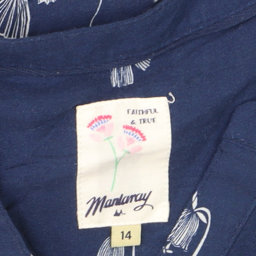 Mandaray Women Blue Floral Viscose Shift Dress Size 14