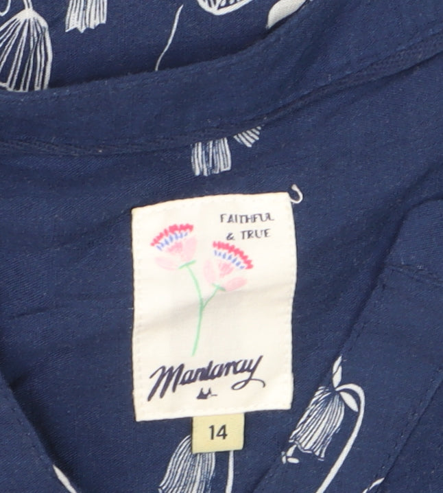 Mandaray Women Blue Floral Viscose Shift Dress Size 14