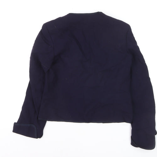 Jaeger Women's Blue Wool Blazer Jacket Size 10 Classic Buttoned