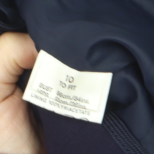 Jaeger Women's Blue Wool Blazer Jacket Size 10 Classic Buttoned