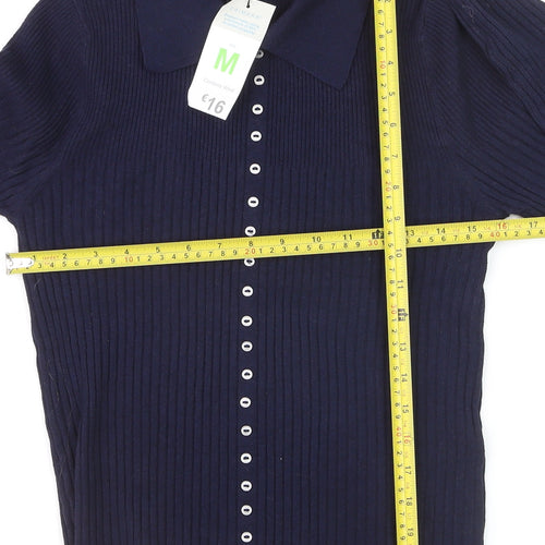 Primark Women's Blue Collared Button Cardigan Jumper Size M