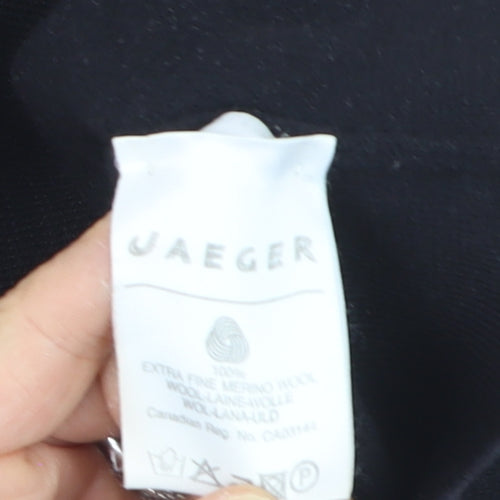 Jaeger Women's Black Roll Neck Merino Wool Jumper Size 12