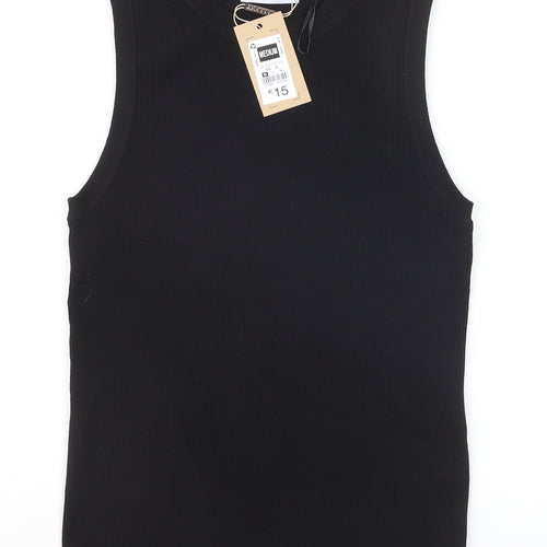 Gallery Women’s Black Ribbed Knit Sleeveless Tank Top Size M