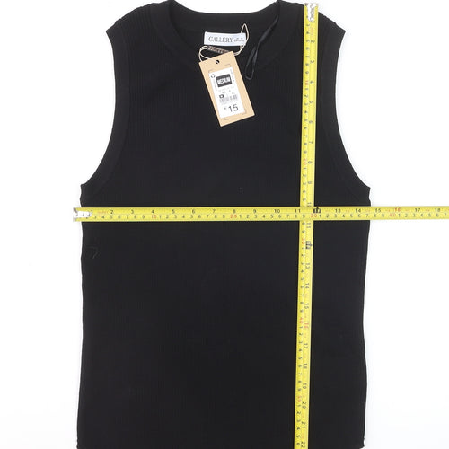 Gallery Women’s Black Ribbed Knit Sleeveless Tank Top Size M