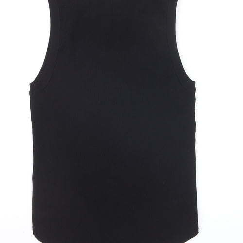 Gallery Women’s Black Ribbed Knit Sleeveless Tank Top Size M
