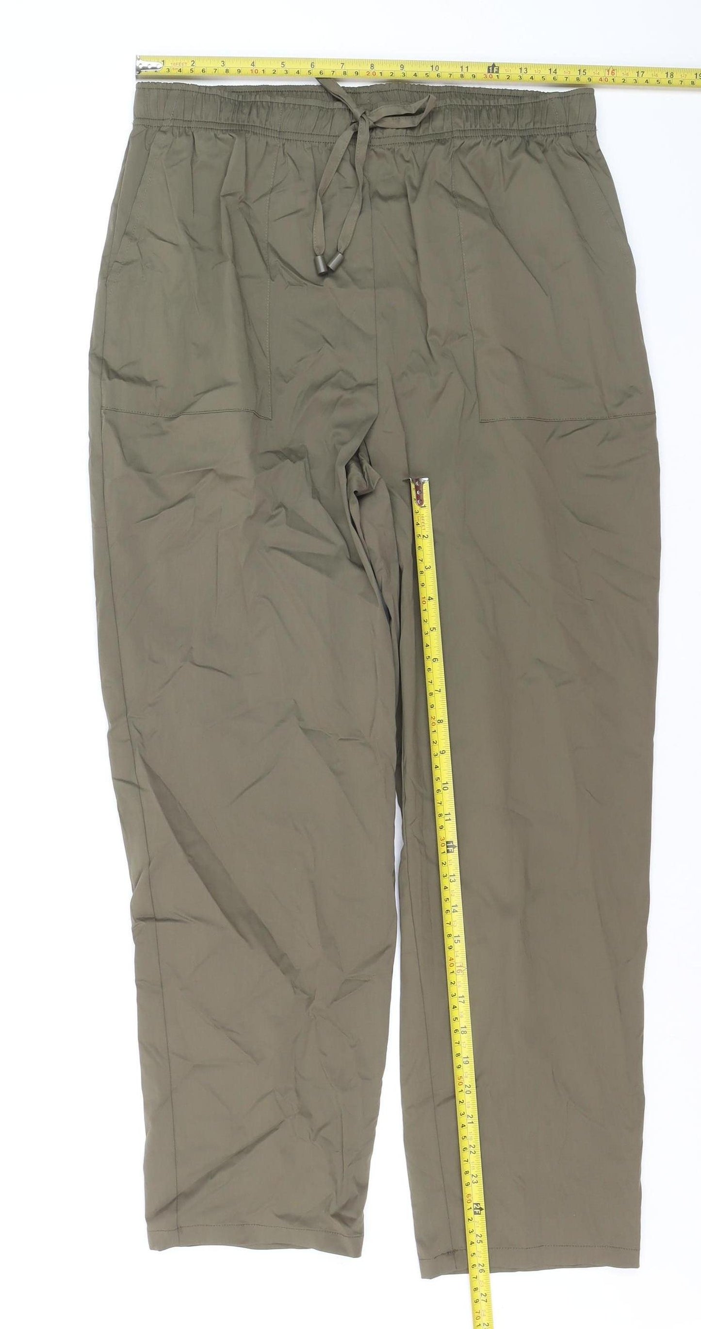 Primark Women’s Green Cargo Trousers M Elastic Waist Drawstring Lightweight