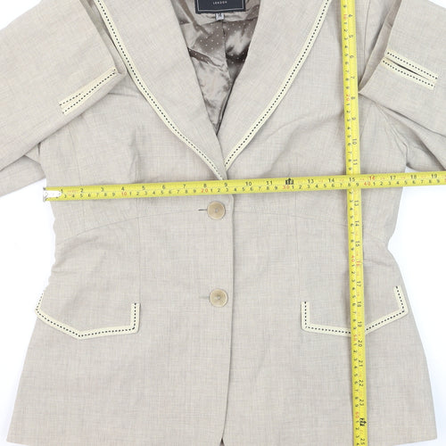 Coast Women Beige Linen Blend Single-Breasted Blazer Size 14